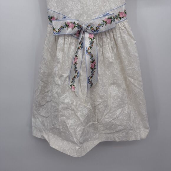 Kokomo Kids Vintage White Floral Collared Dress Girls Size 8 Coquette Bow USA - Picture 3 of 11